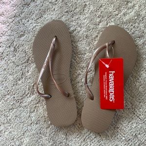 Rose Gold Havianas Flip Flops